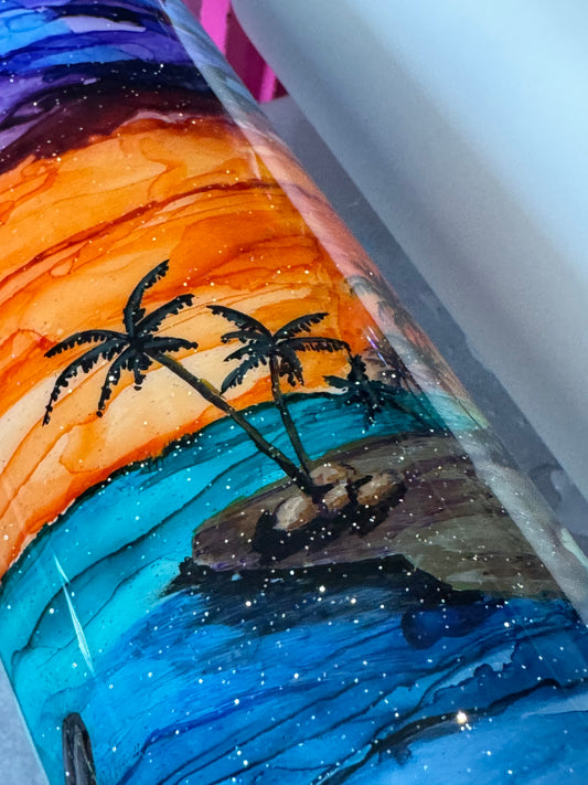 HAND PAINTED ISLAND SCENE WAFFLE TICKETS