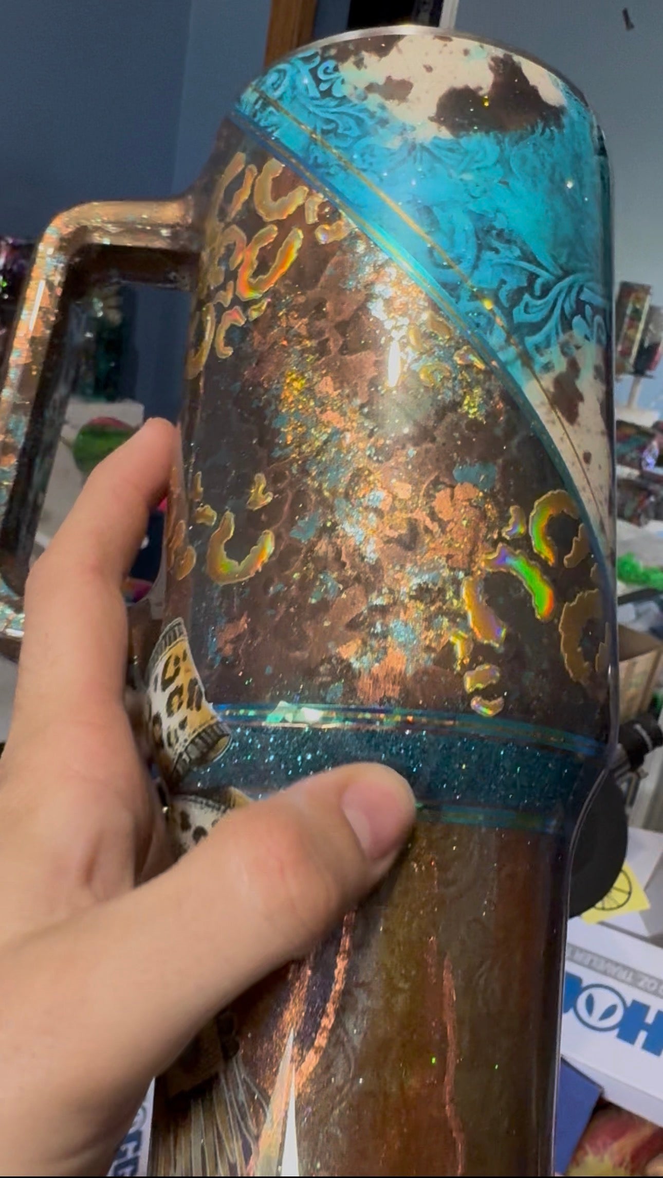 Western Mixed Media burnished base 40oz Travel Mug