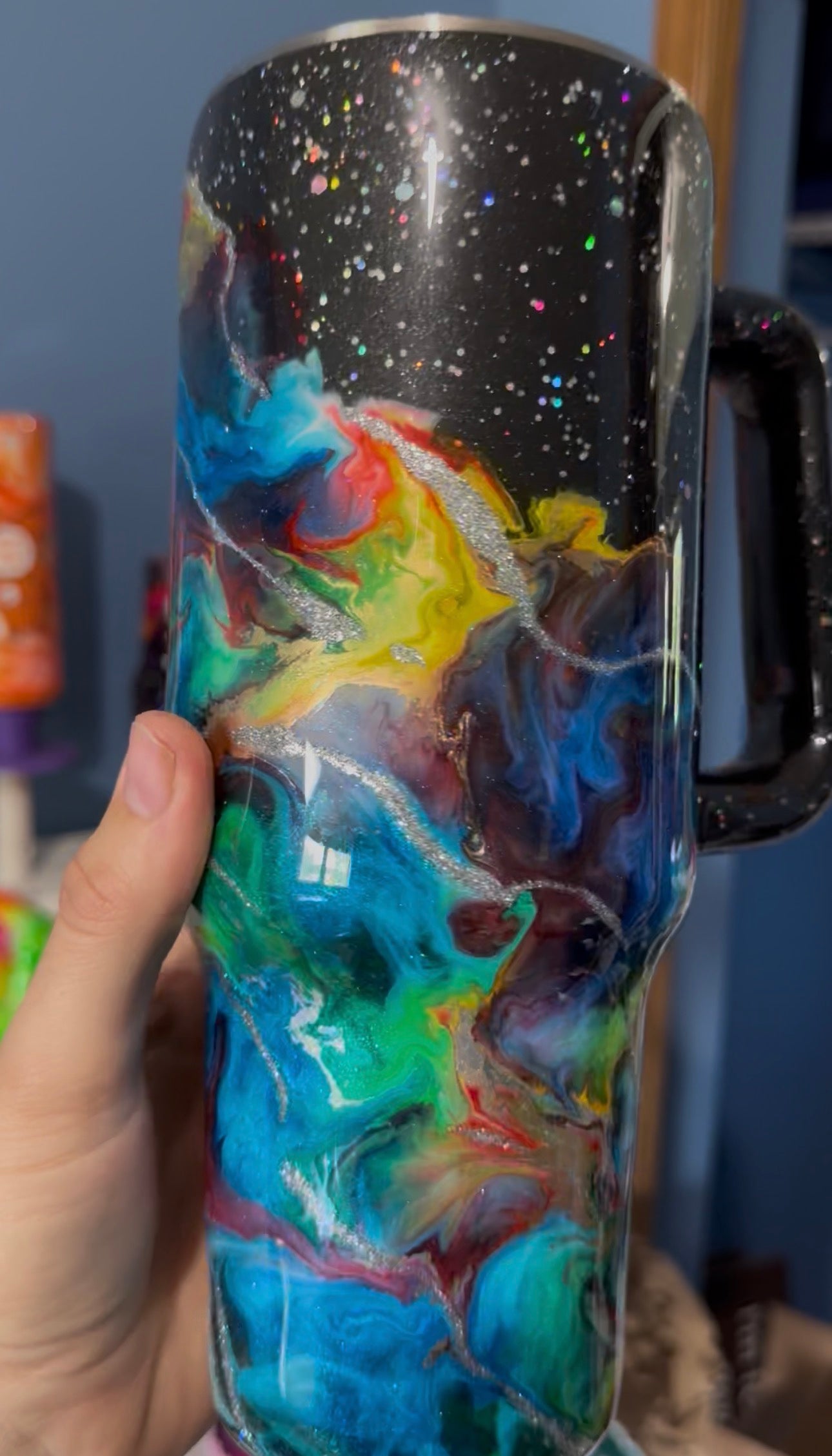 Rainbow Galaxy Ink Drop 40oz Travel Mug