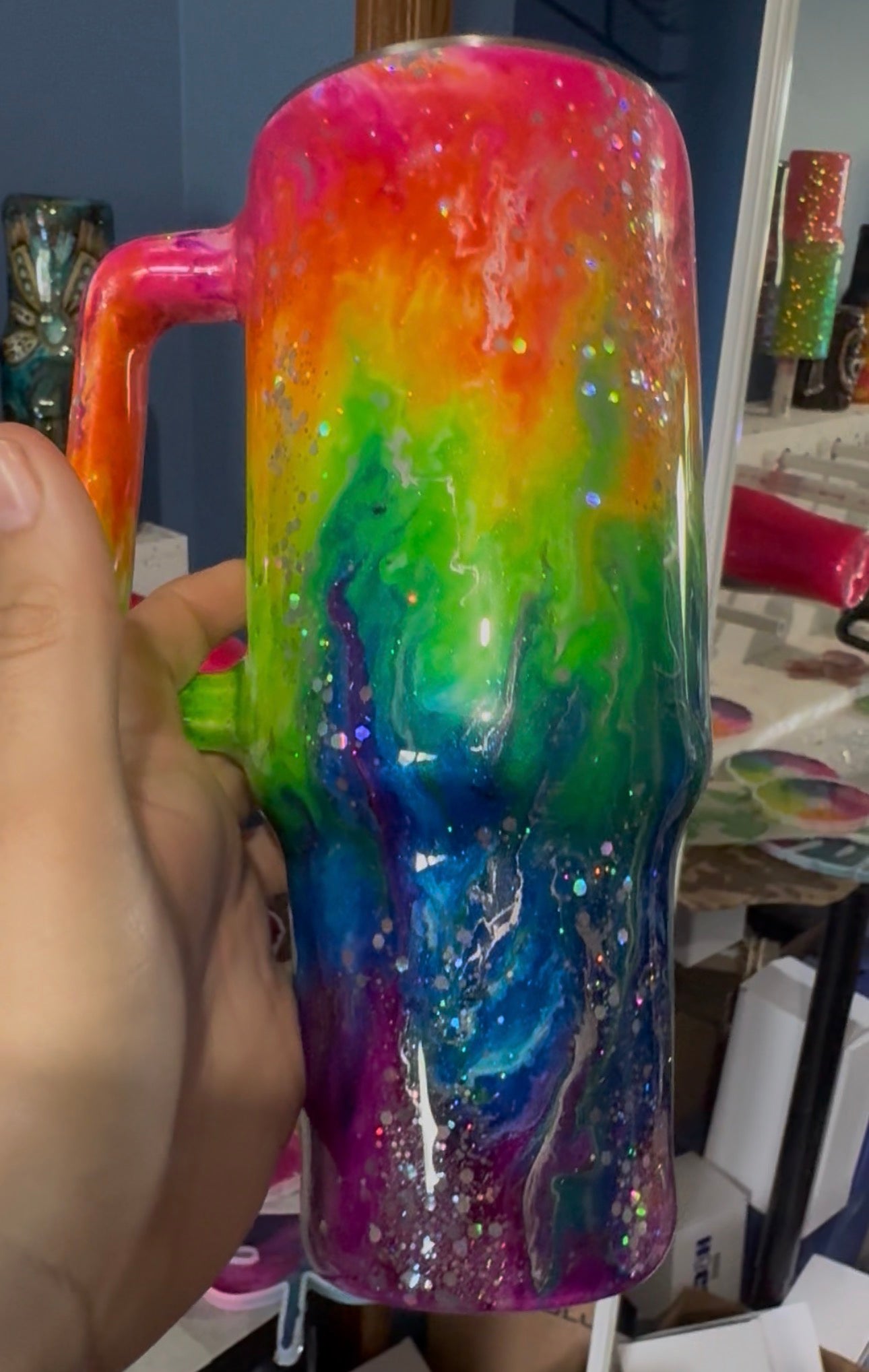 Neon Rainbow Colour Melt GLOW 40oz Travel Mug