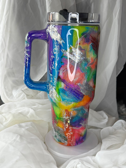 40oz Rainbow twisted Wood Traveller