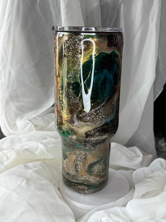 40oz. Teal and Gold tumbler