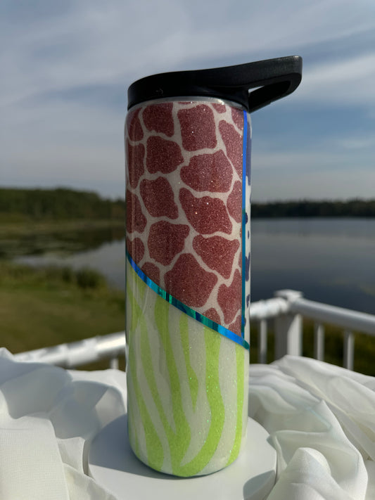 35. 20oz. Skinny Duo Animal Print drinking tumbler