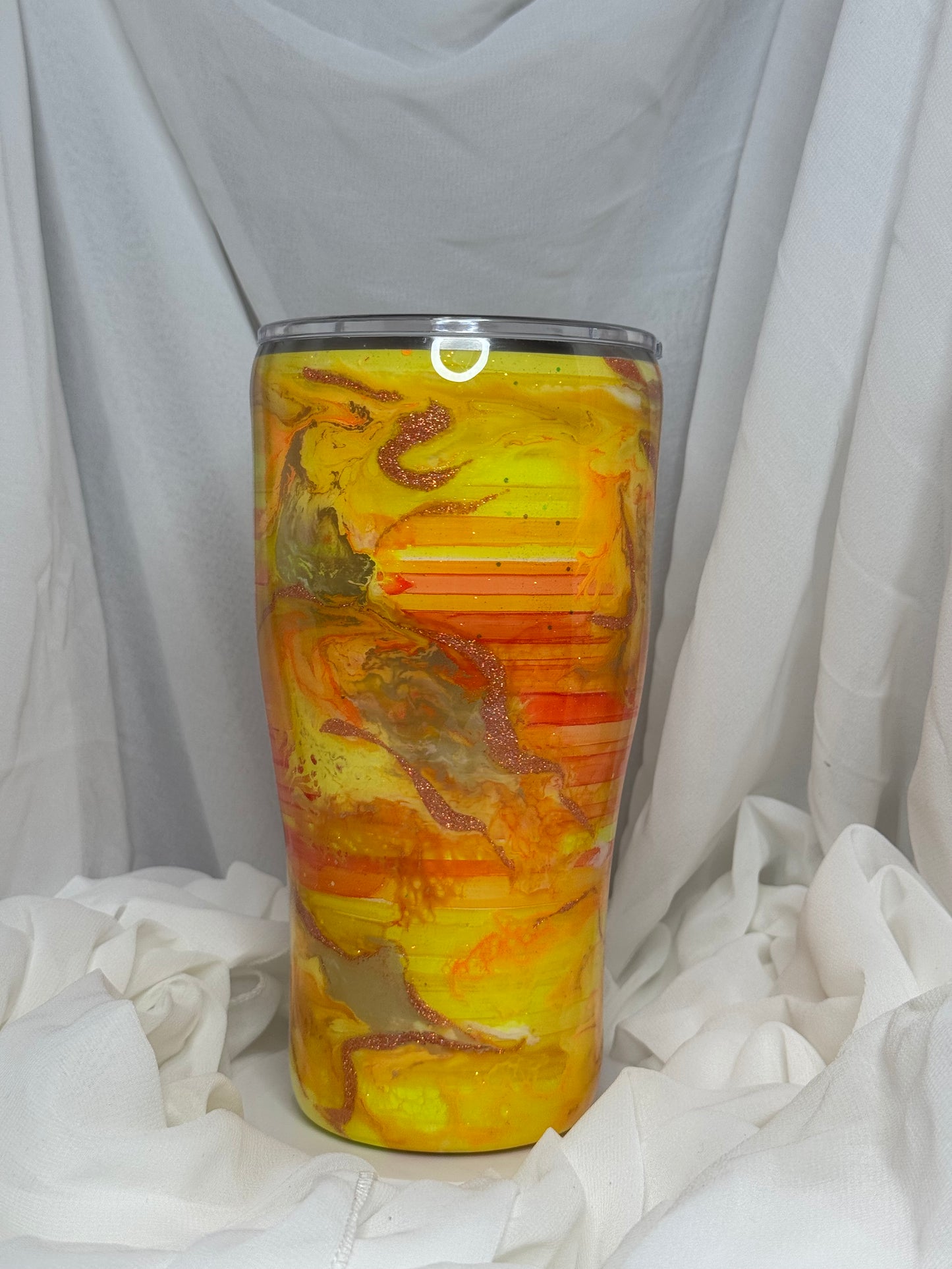 39. 30oz Modern Curve Orange Serape Swirl drinking tumbler