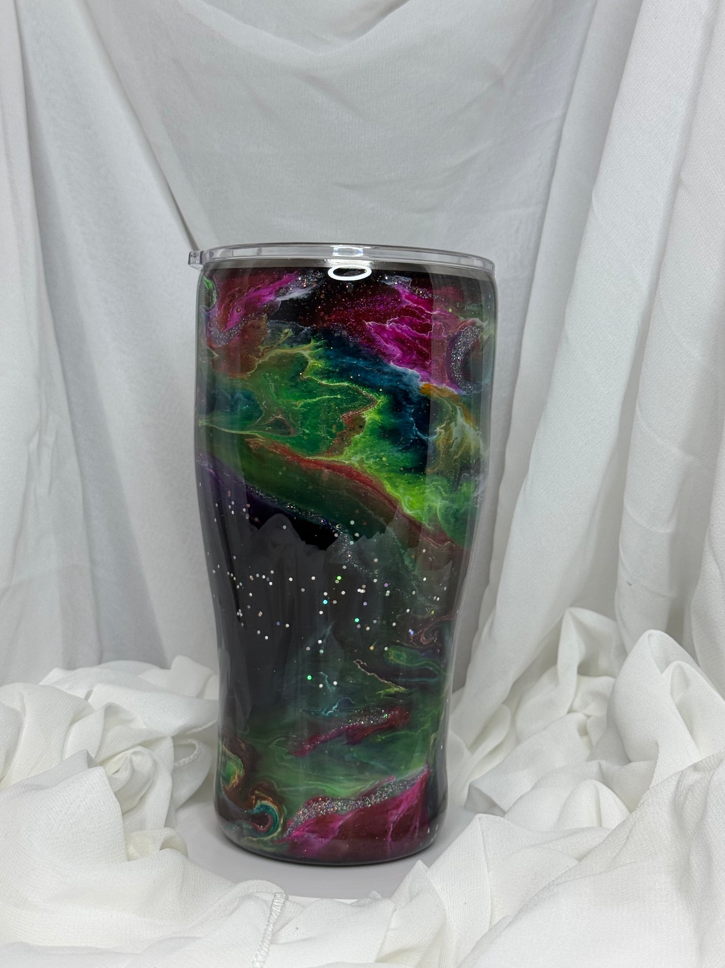 44. 30oz Modern Curve Rainbow Galaxy drinking tumbler