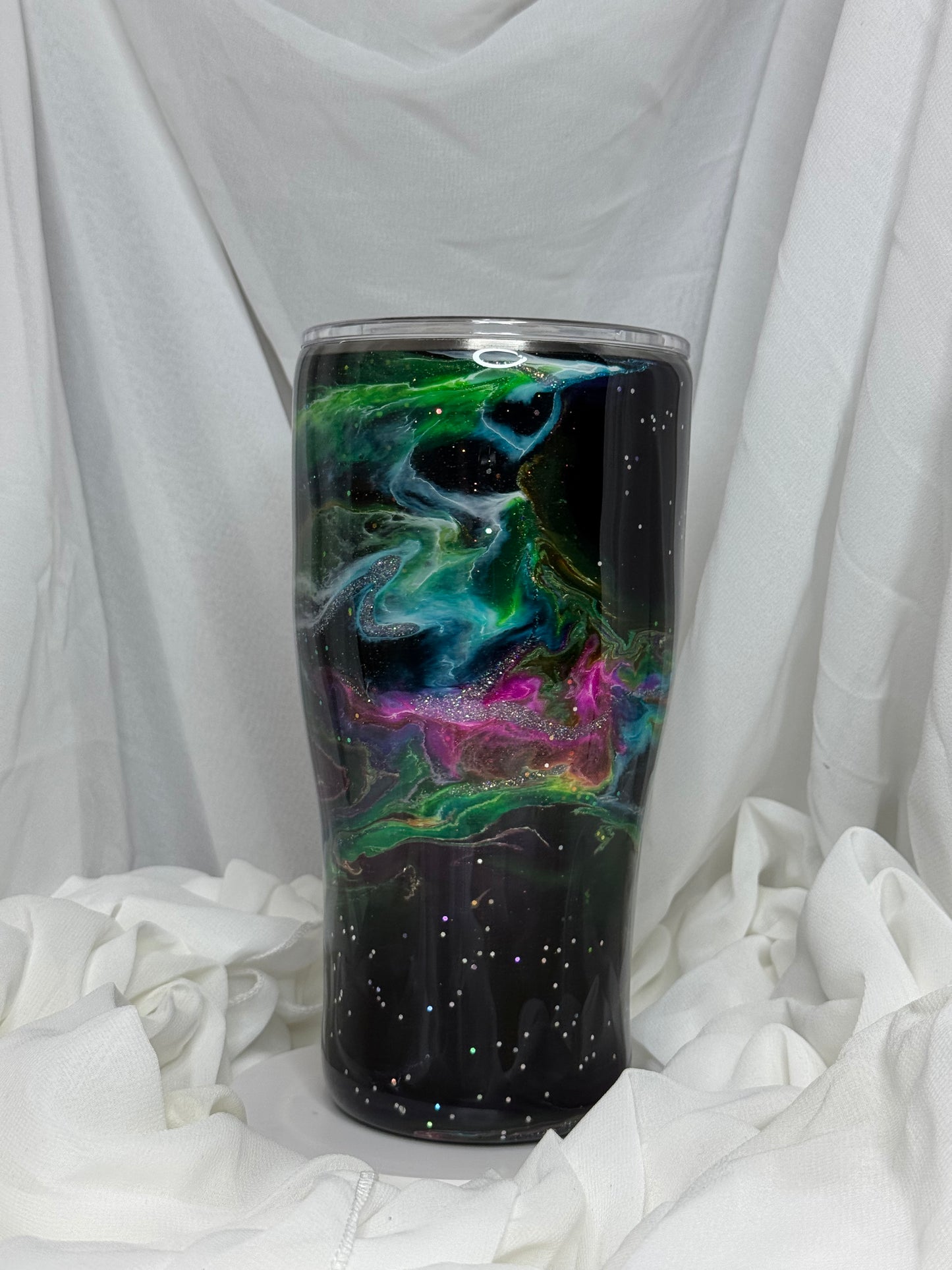 44. 30oz Modern Curve Rainbow Galaxy drinking tumbler