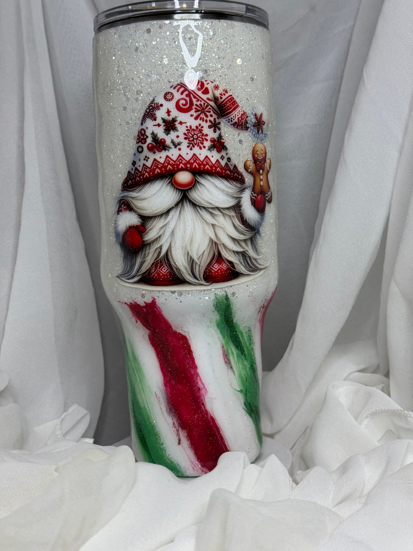 24. 40oz Traveller Santa Gnome Peppermint drinking tumbler