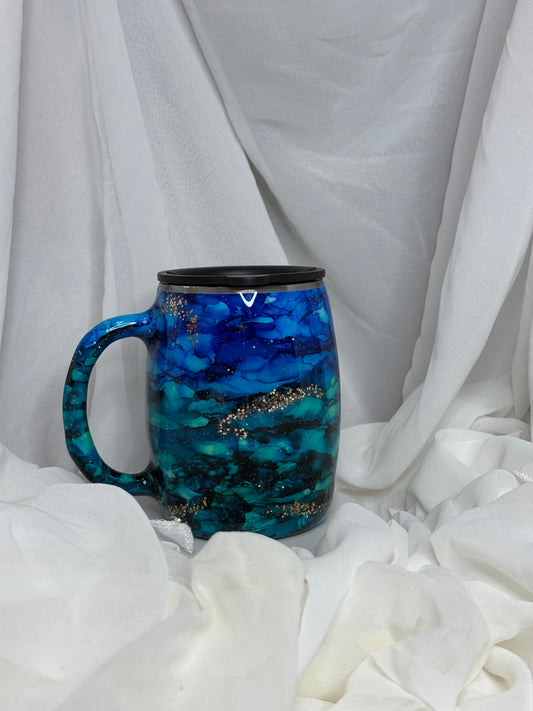 41. 14oz Round Stainless Steel Mug Blue Dry Ink Drop