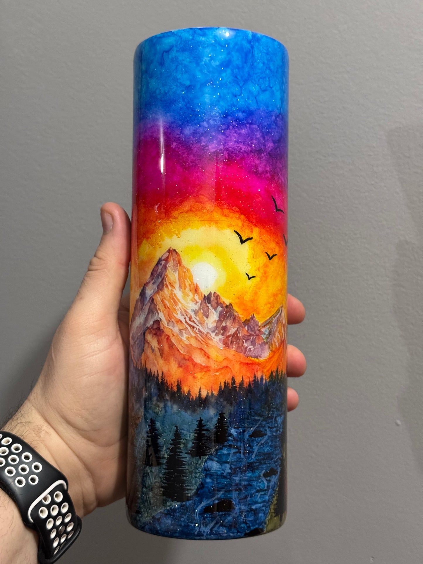 STEVE - HAND PAINTED 30oz Mountain scene