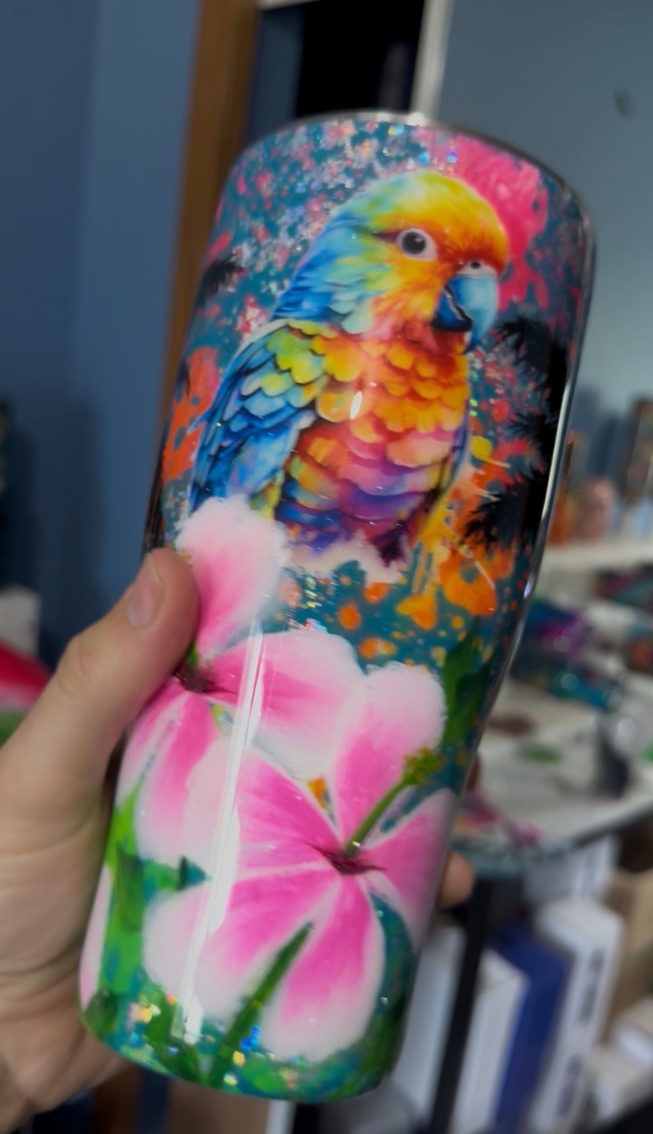 Rainbow Colourmelt with Power wash and florals 32oz Coffee Caddy