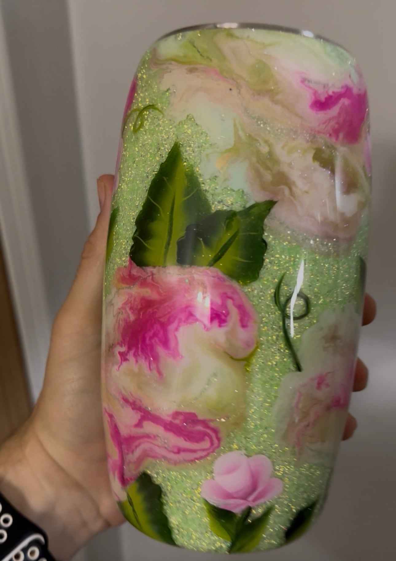 Painted Rose Garden 25oz Barrel Tumbler