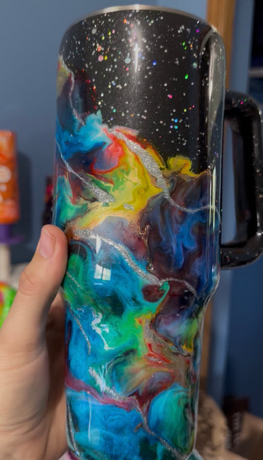Rainbow Galaxy Ink Drop 40oz Travel Mug