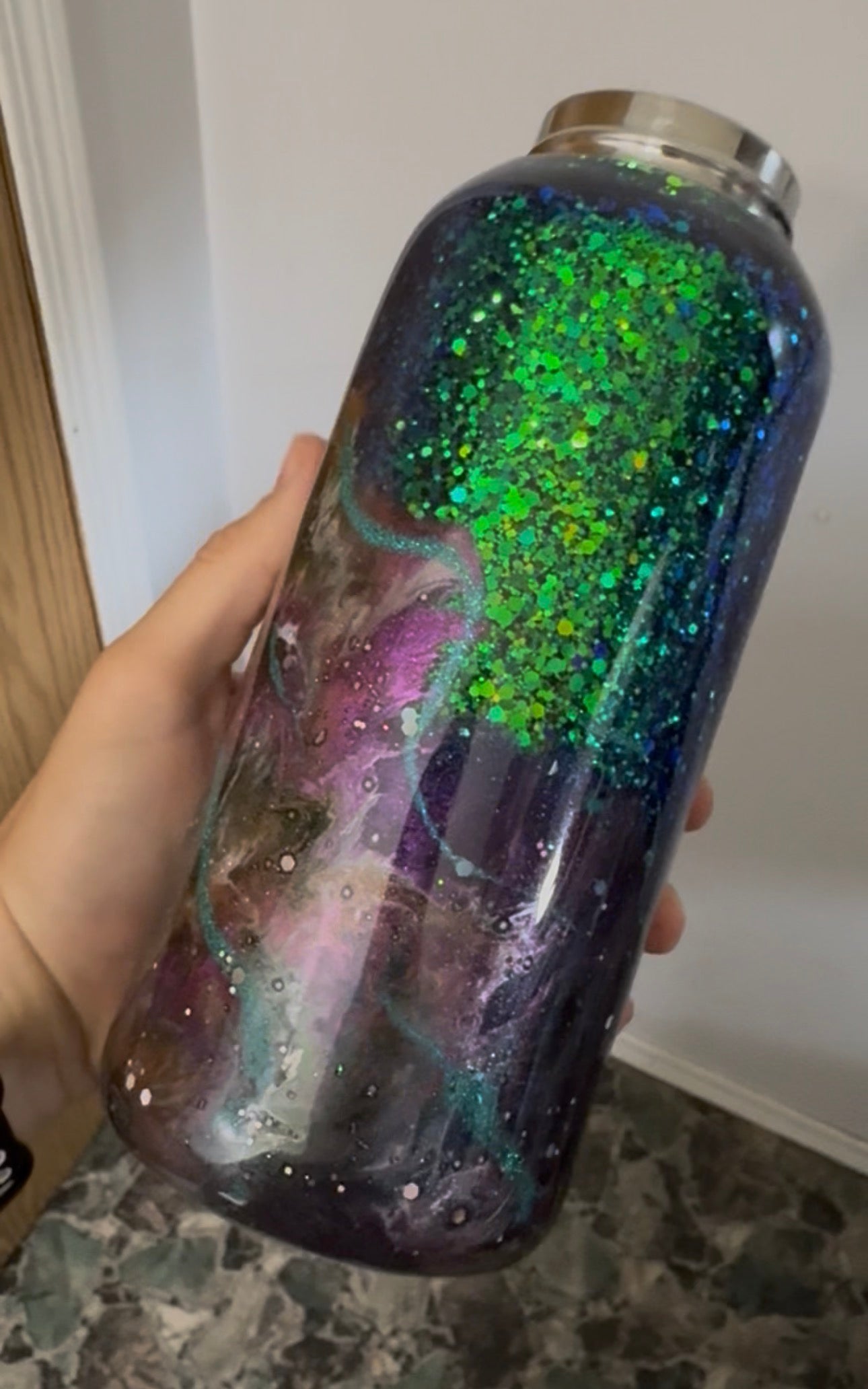 Colourshift Glitter ombre with Ink Swirl 32oz Hydro Duo