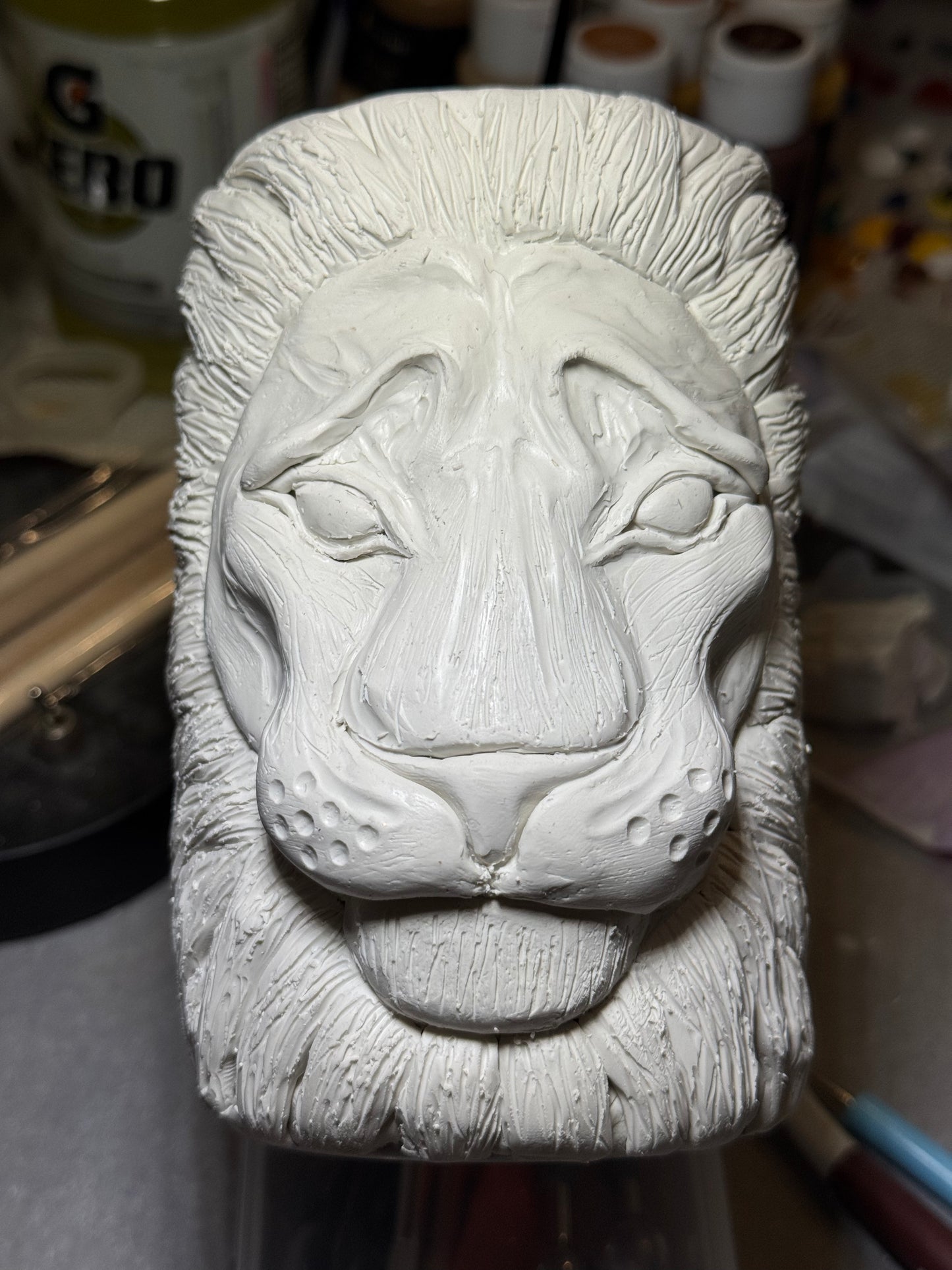 Hand sculpted and HAND PAINTED LION COFFEE MUG WAFFLE TICKETS