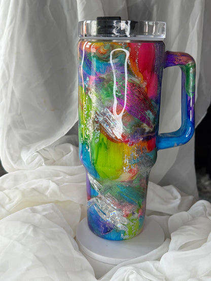 40oz Rainbow twisted Wood Traveller