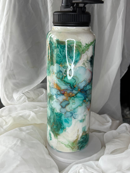 40oz Teal Marble Hydro duo