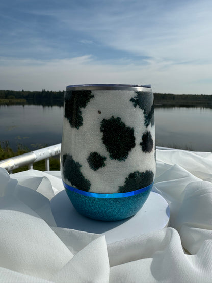 30. 12oz. Cow Print wine tumbler