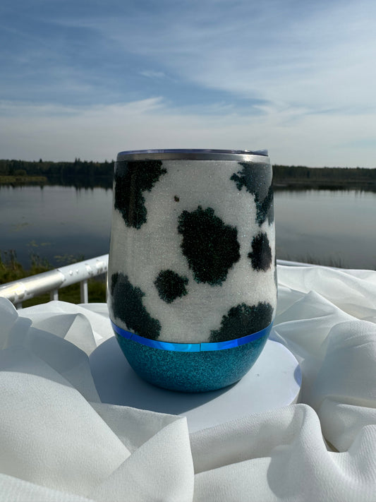 30. 12oz. Cow Print wine tumbler