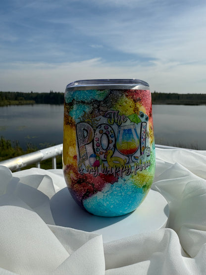 23. 12oz. Rainbow Pool wine tumbler
