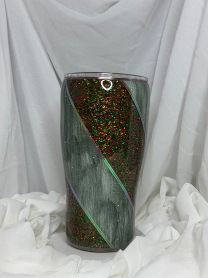 09. 30oz Modern Curve Woodgrain Glitter Twist drinking tumbler