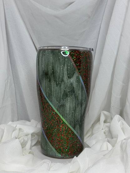 09. 30oz Modern Curve Woodgrain Glitter Twist drinking tumbler