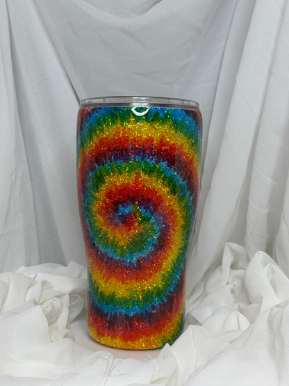 45. 30oz Modern Curve Rainbow TieDye drinking tumbler