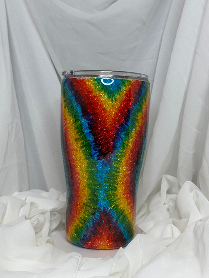 45. 30oz Modern Curve Rainbow TieDye drinking tumbler