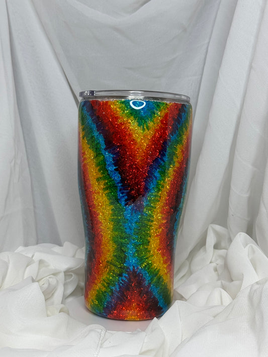 45. 30oz Modern Curve Rainbow TieDye drinking tumbler