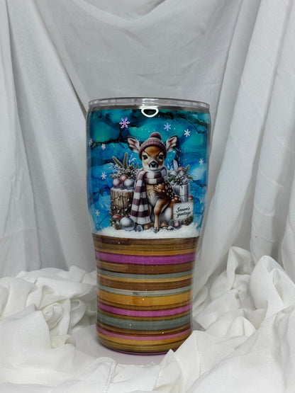 01. 30oz Modern Curve Winter deer serape drinking tumbler