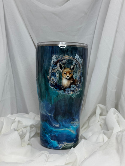 05. 30oz Modern Curve Woodland Animal on Twisted Wood drinking tumbler