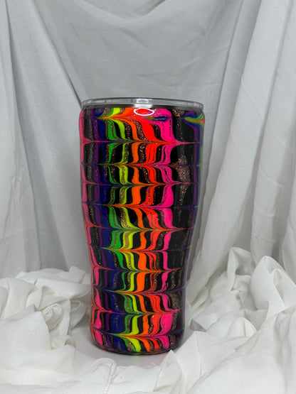 25. 30oz Modern Curve Neon Rainbow Tiger tail drinking tumbler