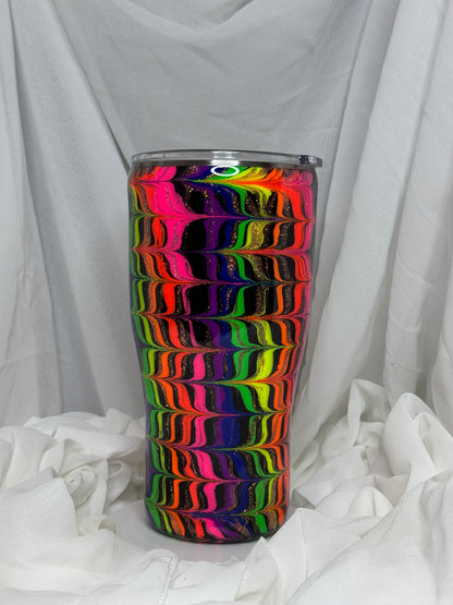 25. 30oz Modern Curve Neon Rainbow Tiger tail drinking tumbler