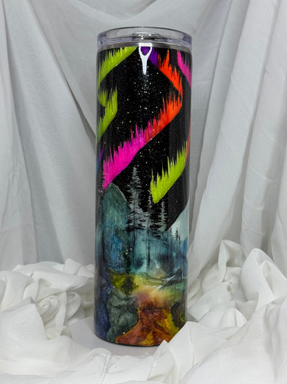 40. 30oz Straight Skinny Hand Painted Bear Decal drinking tumbler