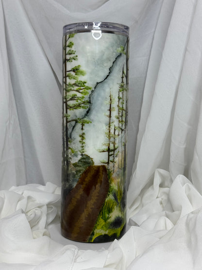 Deer Hand Painted 30oz Straight Skinny Drinking Tumbler