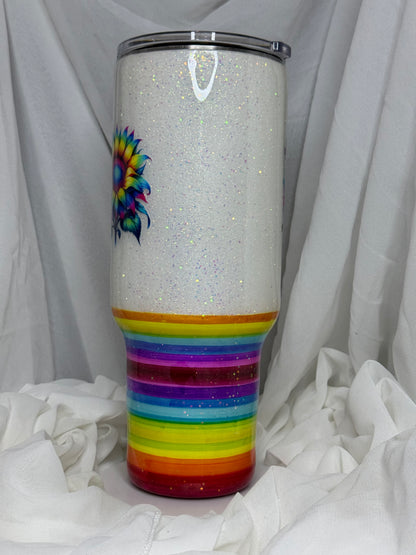 20. 40oz Traveller Rainbow Sunflower Serape drinking tumbler