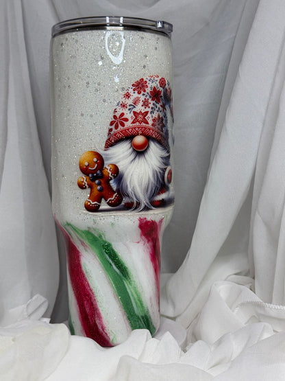 24. 40oz Traveller Santa Gnome Peppermint drinking tumbler