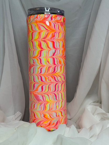 30. 30oz Straight Skinny Neon Orange TigerTail drinking tumbler