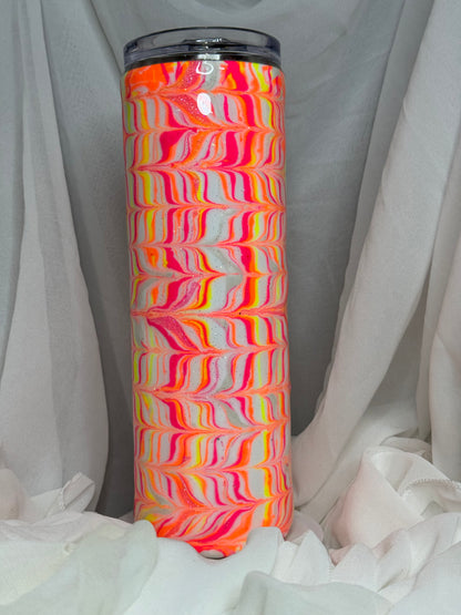 30. 30oz Straight Skinny Neon Orange TigerTail drinking tumbler