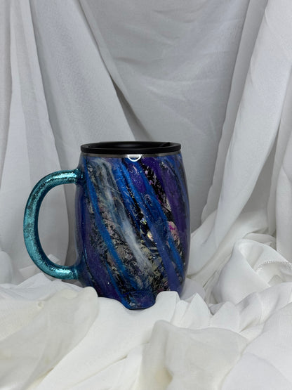38. 14oz Round Stainless Steel Mug Blue and Purple Swipe