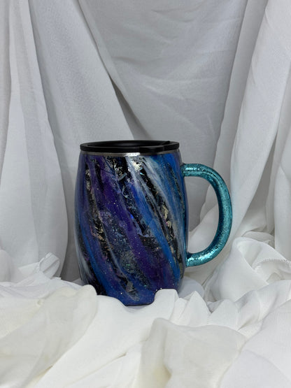 38. 14oz Round Stainless Steel Mug Blue and Purple Swipe