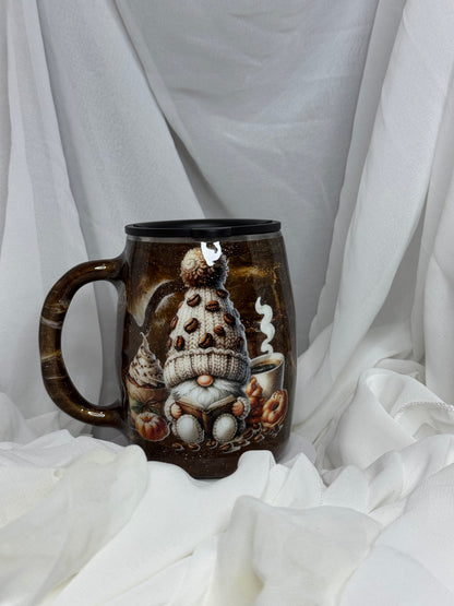 17. 14oz Round Stainless Steel Mug Brown Coffee Gnome