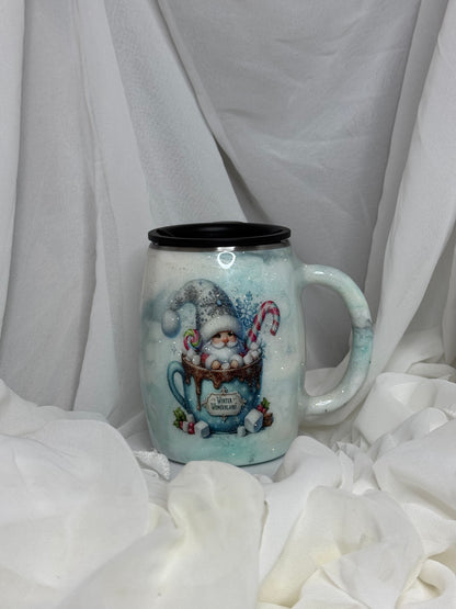 28. 14oz Round Stainless Steel Mug Blue and Teal marble