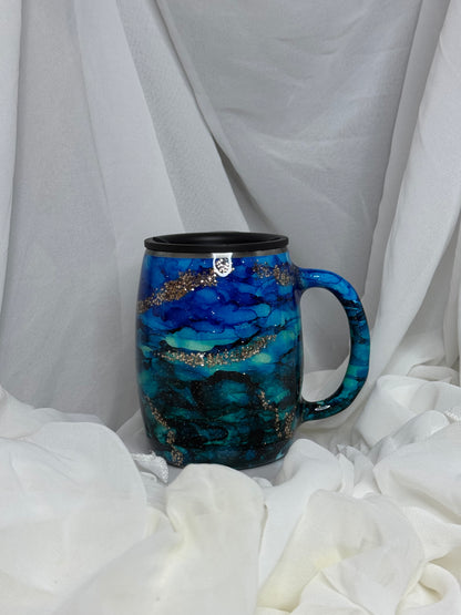 41. 14oz Round Stainless Steel Mug Blue Dry Ink Drop