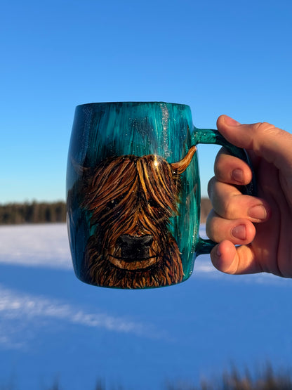 HAND PAINTED Highland coffee mug RAFFLE TICKETS!!!