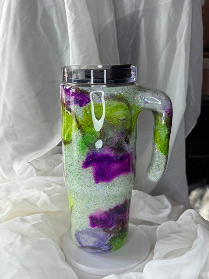 30oz Green and Purple swirl Grippy