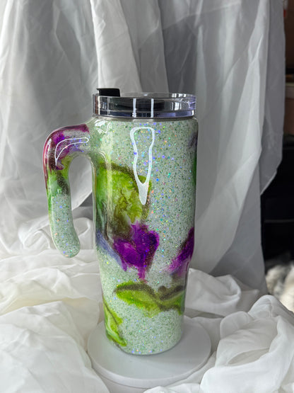 30oz Green and Purple swirl Grippy