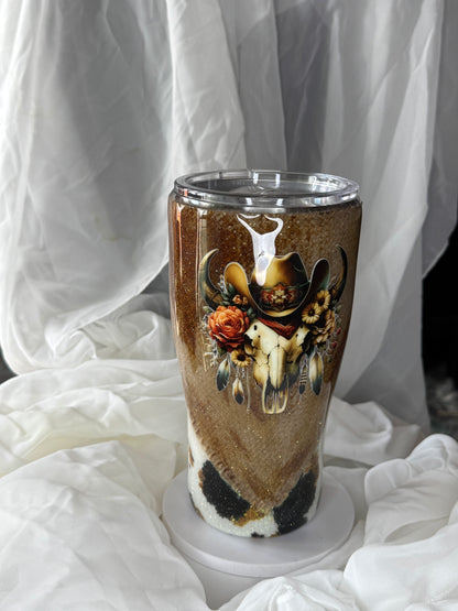 30oz Burlap Cow Modern curve