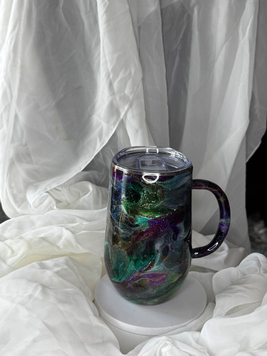16oz Purple Teal metallic galaxy Mug