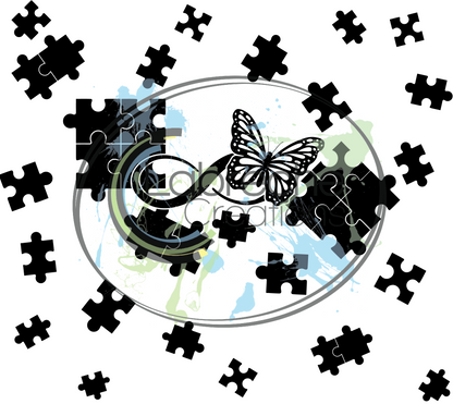 Autism Puzzle and Infinity symbol w/butterfly Template