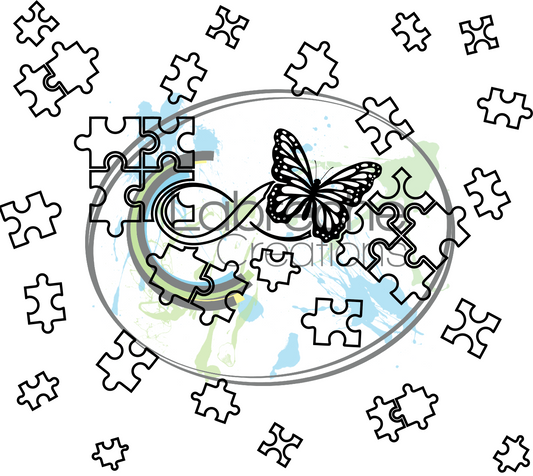 Autism Puzzle and Infinity symbol w/butterfly Template